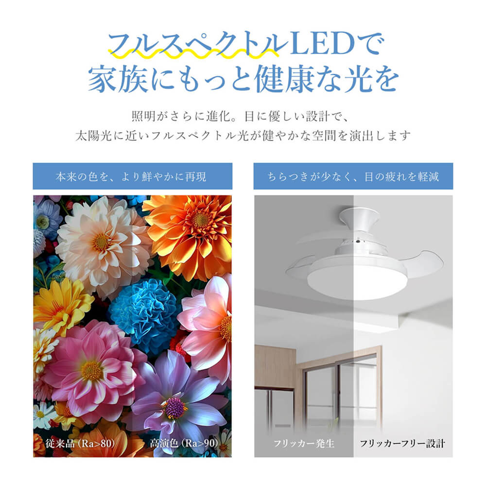 羽根収納シーリングファンライト LumoAir(ルモエア)|Wi-Fi不要の音声